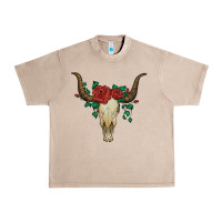 French Oak bull skull with roses Urban Heavy Tee - Artiststas