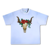 Grape Ice bull skull with roses Urban Heavy Tee - Artiststas