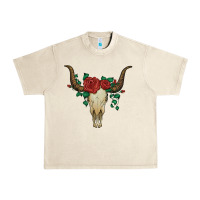 Sandshell bull skull with roses Urban Heavy Tee - Artiststas