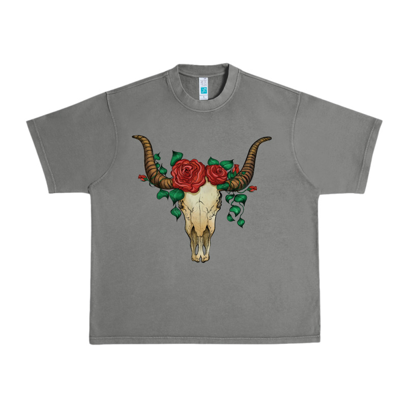 Bull Skull With Roses Urban Heavy Tee by Artiststas | Teevron