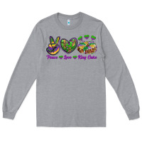 Heather Grey Peace Love King Cake Long Sleeve Tee - RanaPortraitStore