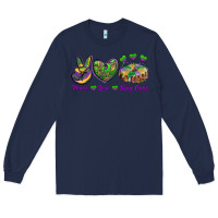 Navy Peace Love King Cake Long Sleeve Tee - RanaPortraitStore