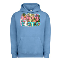 Pigment Pebble Blue Happy Easter Urban Hoodie - NancyCooperArtShop