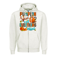 Oatmeal Heather pumpkin spice and everthing nice Zipper Hoodie - Zillion Design Studio