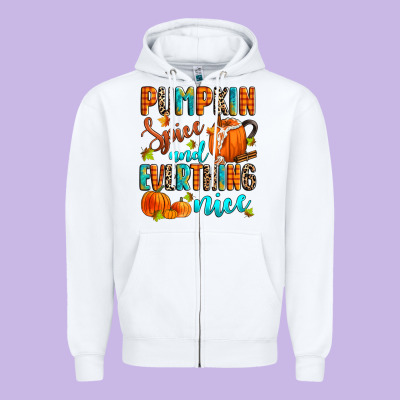 Pumpkin Spice And Everthing Nice Zipper Hoodie Designed By Zillion Design Studio