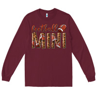 Burgundy football mini with leopard Long Sleeve Tee - texasbilliewilder