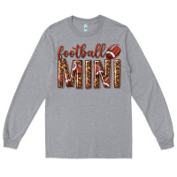 Heather Grey football mini with leopard Long Sleeve Tee - texasbilliewilder