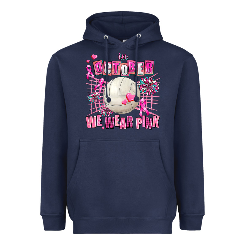 In October We Wear Pink Volleyball Heavyweight Hoodie by AdoDesignShop | Teevron
