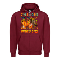 Burgundy just a girl who loves pumpkin spice Zipper Hoodie - Zillion Design Studio