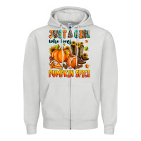Dove Grey just a girl who loves pumpkin spice Zipper Hoodie - Zillion Design Studio