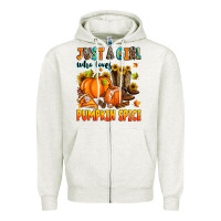 Oatmeal Heather just a girl who loves pumpkin spice Zipper Hoodie - Zillion Design Studio
