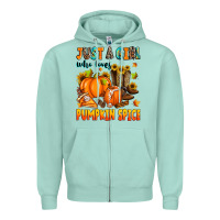 Seafoam just a girl who loves pumpkin spice Zipper Hoodie - Zillion Design Studio