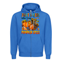 True Royal just a girl who loves pumpkin spice Zipper Hoodie - Zillion Design Studio