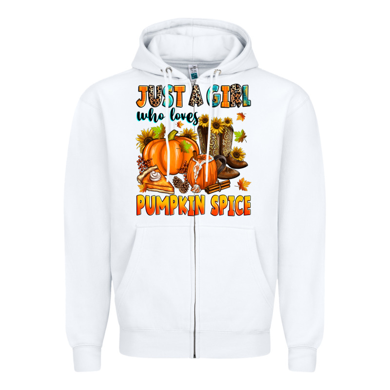 Just A Girl Who Loves Pumpkin Spice Zipper Hoodie by Zillion Design Studio | Teevron