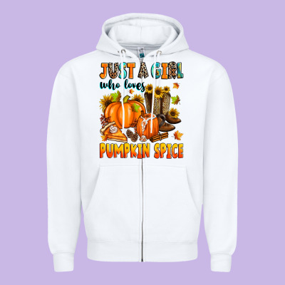 Just A Girl Who Loves Pumpkin Spice Zipper Hoodie Designed By Zillion Design Studio