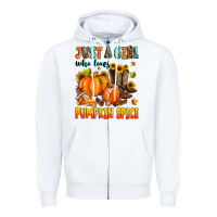 White just a girl who loves pumpkin spice Zipper Hoodie - Zillion Design Studio