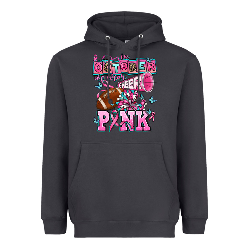 In October We Wear Cheer Pink Football Heavyweight Hoodie by AdoDesignShop | Teevron