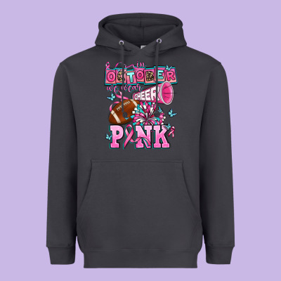 In October We Wear Cheer Pink Football Heavyweight Hoodie Designed By Adodesignshop