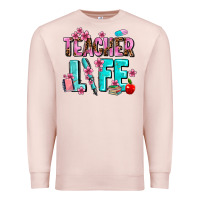 Pale Pink teacher life Premium Sweatshirt - AdoDesignShop