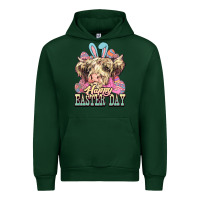 Forest Green Easter Day Cow Urban Hoodie - NancyCooperArtShop