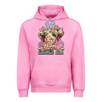 Fuchsia Pink Easter Day Cow Urban Hoodie - NancyCooperArtShop