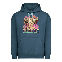 Pigment Midnight Navy Easter Day Cow Urban Hoodie - NancyCooperArtShop