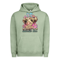 Pigment Oil Green Easter Day Cow Urban Hoodie - NancyCooperArtShop