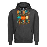 Charcoal Heather autumn leaves and pumpkins please Zipper Hoodie - Zillion Design Studio