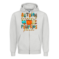 Dove Grey autumn leaves and pumpkins please Zipper Hoodie - Zillion Design Studio