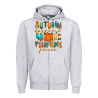 Heather Grey autumn leaves and pumpkins please Zipper Hoodie - Zillion Design Studio
