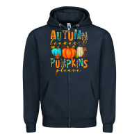 Navy autumn leaves and pumpkins please Zipper Hoodie - Zillion Design Studio