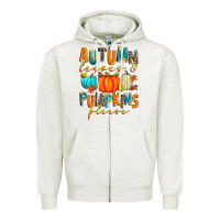 Oatmeal Heather autumn leaves and pumpkins please Zipper Hoodie - Zillion Design Studio