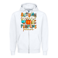 White autumn leaves and pumpkins please Zipper Hoodie - Zillion Design Studio