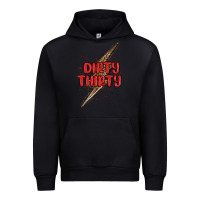 Black dirty thirty lightning bolt Urban Hoodie - MaliasSmallBusiness