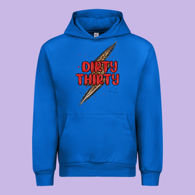 Dirty Thirty Lightning Bolt Urban Hoodie Designed By Maliassmallbusiness