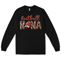 Black football nana with leopard Long Sleeve Tee - texasbilliewilder