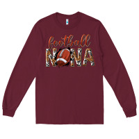 Burgundy football nana with leopard Long Sleeve Tee - texasbilliewilder