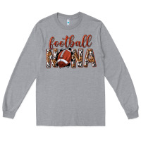 Heather Grey football nana with leopard Long Sleeve Tee - texasbilliewilder