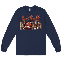 Navy football nana with leopard Long Sleeve Tee - texasbilliewilder