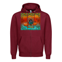 Burgundy thankful with turkey and pumpkins Zipper Hoodie - RanaPortraitStore