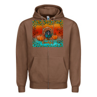 Chestnut thankful with turkey and pumpkins Zipper Hoodie - RanaPortraitStore