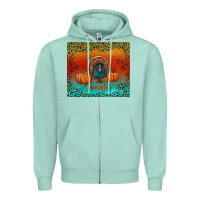 Seafoam thankful with turkey and pumpkins Zipper Hoodie - RanaPortraitStore