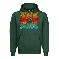Sports Green thankful with turkey and pumpkins Zipper Hoodie - RanaPortraitStore