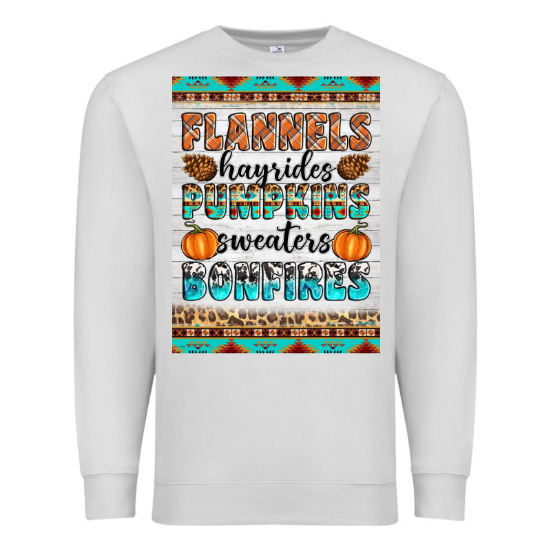 Flannels Hayrides Pumpkins Sweaters Bonfires Premium Sweatshirt by Artiststas | Teevron
