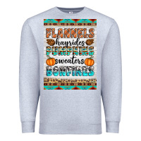 Heather Grey Flannels Hayrides Pumpkins Sweaters Bonfires Premium Sweatshirt - Artiststas