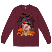 Burgundy Pig halloween Long Sleeve Tee - RanaPortraitStore