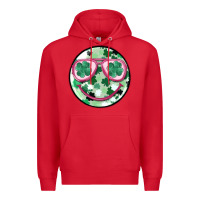 Red st patrick's smiley Premium Hoodie - MaliasSmallBusiness