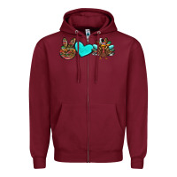 Burgundy peace love thanksgiving turkey Zipper Hoodie - RanaPortraitStore