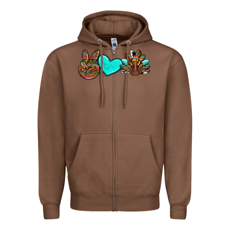 Peace Love Thanksgiving Turkey Zipper Hoodie by RanaPortraitStore | Teevron