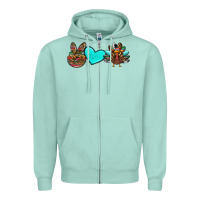 Seafoam peace love thanksgiving turkey Zipper Hoodie - RanaPortraitStore